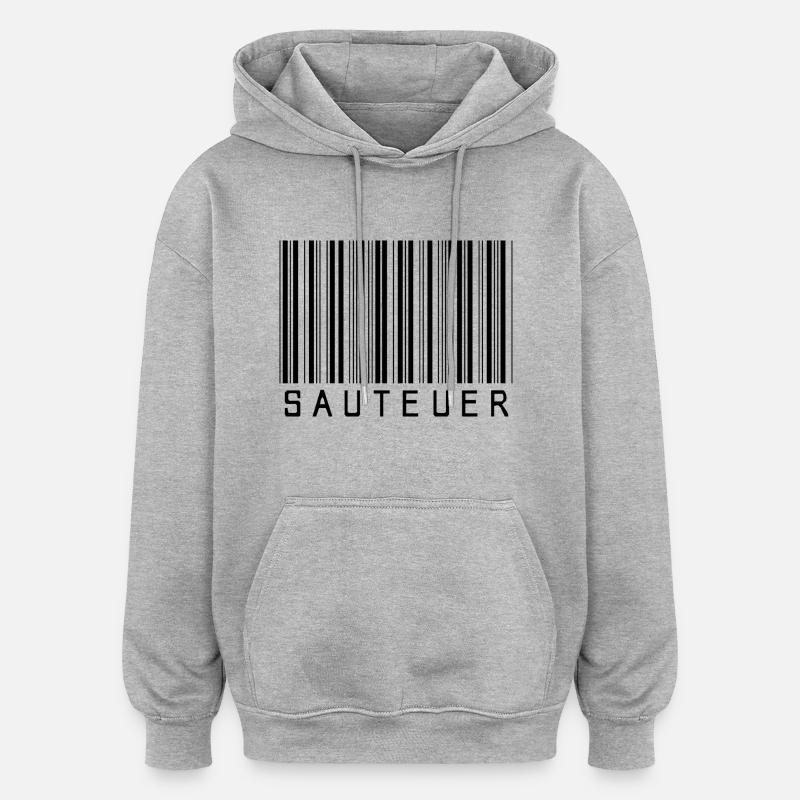 Strichcode "SAUTEUER" black/schwarz - Oversized Unisex Hoodie - Grau meliert