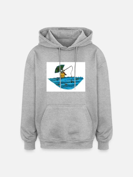 Fish - Oversized Unisex Hoodie - heather grey
