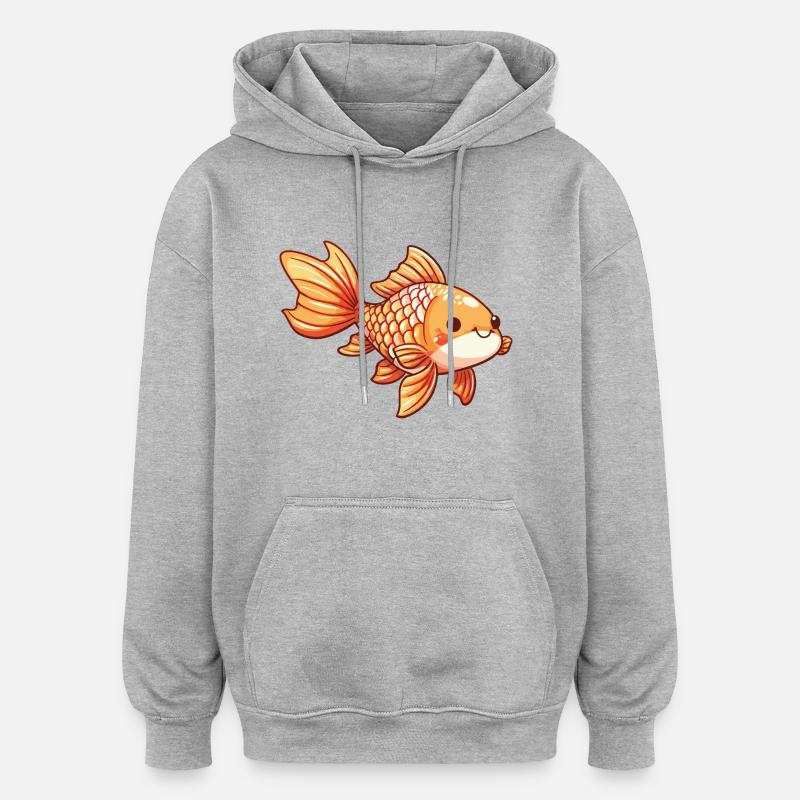 Bande dessinée Poisson Rouge - Sweat à capuche oversize unisexe - gris chiné