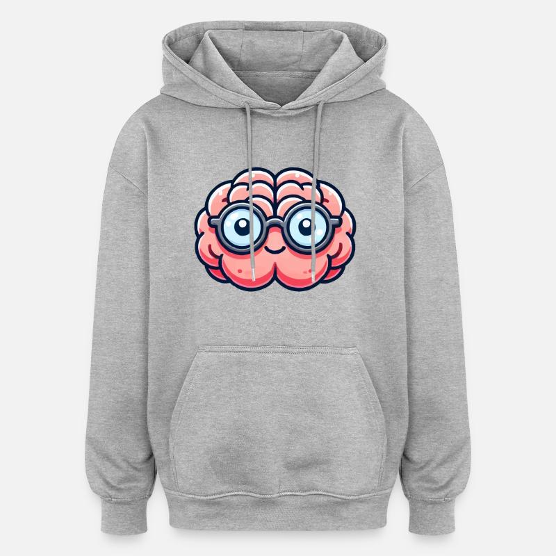 brain comic nerd - Oversized Unisex Hoodie - heather grey
