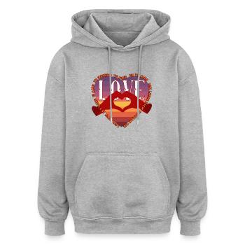 Celebrate love in style Happy Valentine's Day - Oversized Unisex Hoodie - heather grey - Front - Noah (186cm)