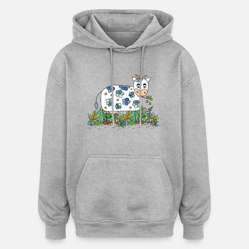 Vache - Sweat à capuche oversize unisexe - gris chiné