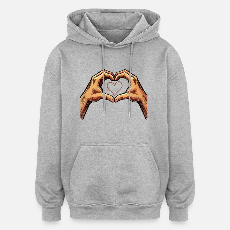 Main Coeur - Sweat à capuche oversize unisexe - gris chiné