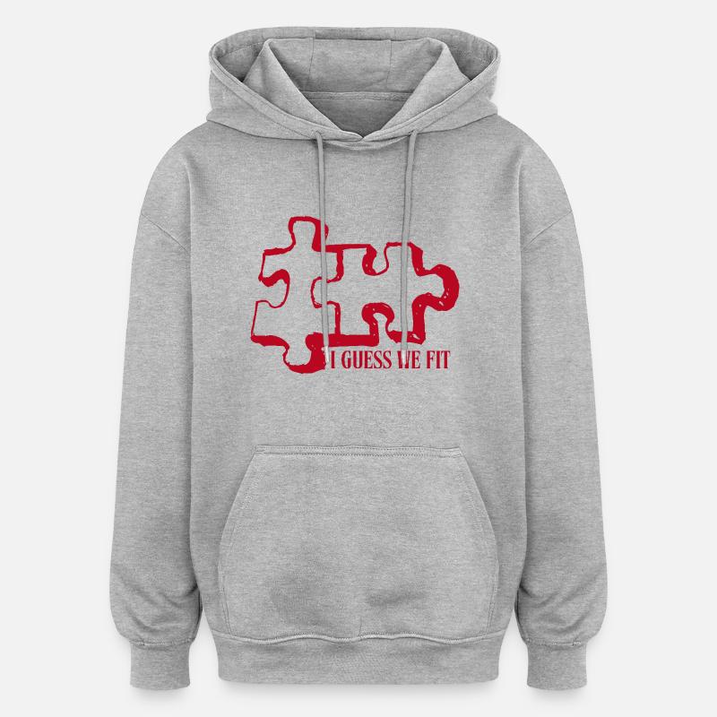 Pièces de puzzle - Sweat à capuche oversize unisexe - gris chiné