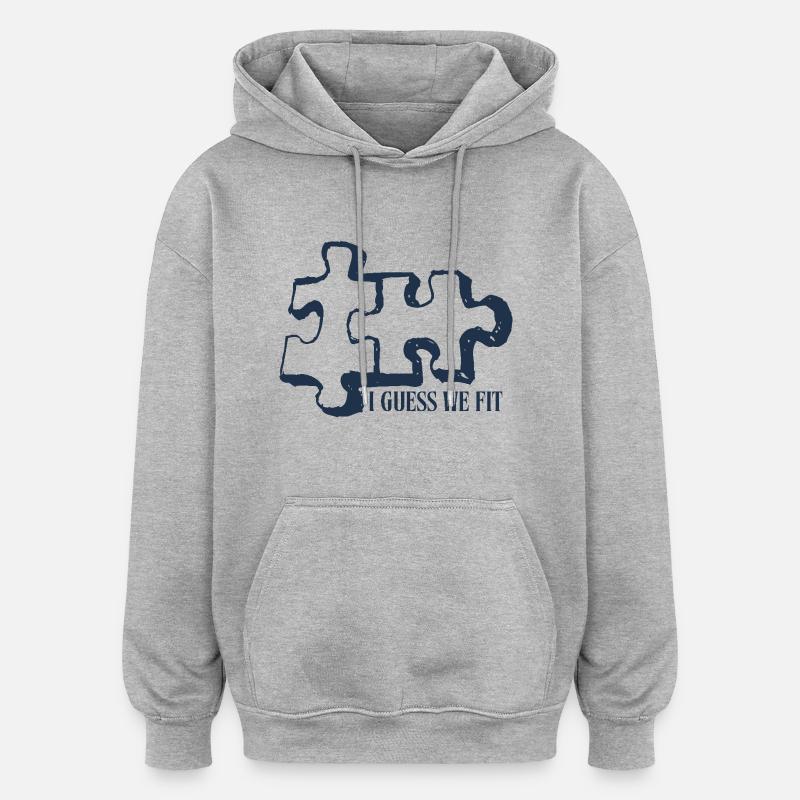 Puzzlestücke - Oversized Unisex Hoodie - Grau meliert