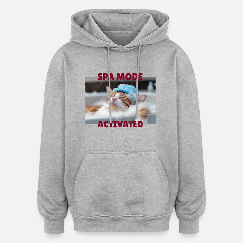 Mode spa chat - Sweat à capuche oversize unisexe - gris chiné