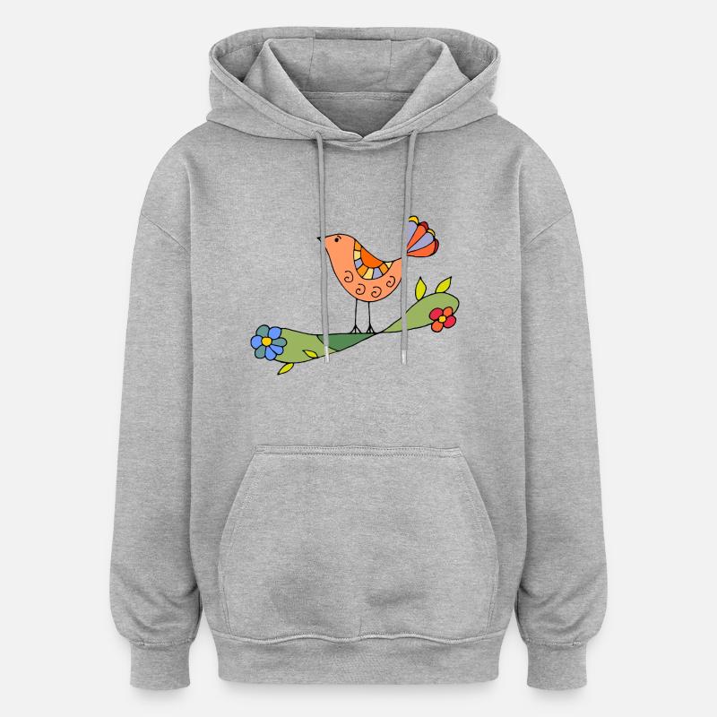 Bunter Vogel - Oversized Unisex Hoodie - Grau meliert