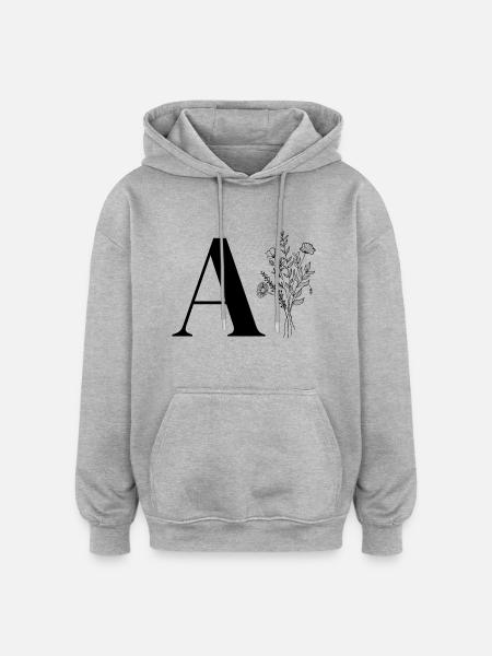 Minimalist Flower Bag - Oversized Unisex Hoodie - heather grey