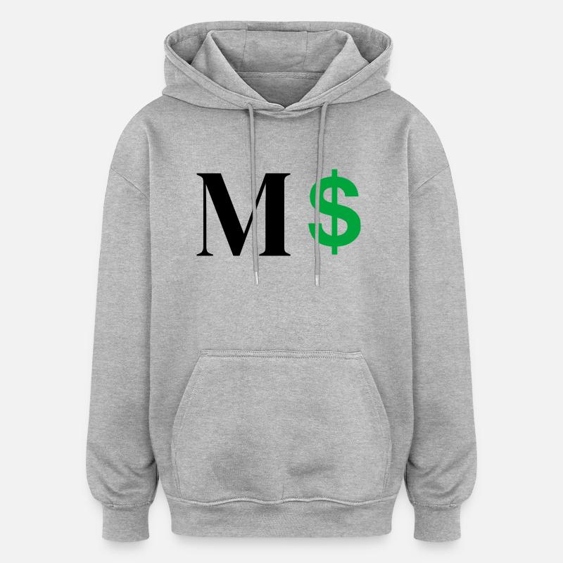 Lettre m dollar - Sweat à capuche oversize unisexe - gris chiné