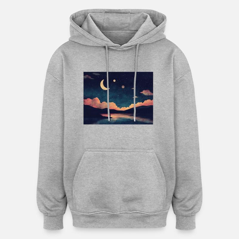 Le lac - Sweat à capuche oversize unisexe - gris chiné