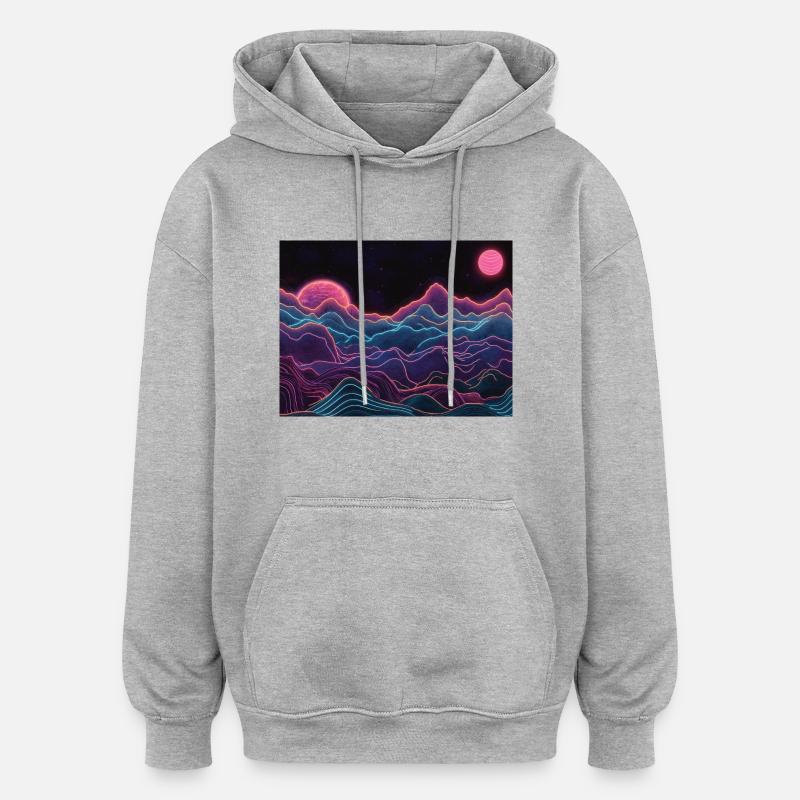 Néon - Sweat à capuche oversize unisexe - gris chiné