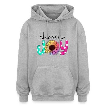 choose joy - Oversized Unisex Hoodie - heather grey - Front - Noah (186cm)