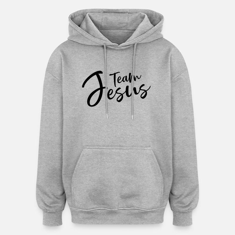 L’équipe Jésus - Sweat à capuche oversize unisexe - gris chiné