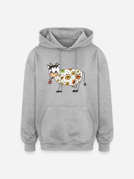 Vache - Sweat à capuche oversize unisexe - gris chiné