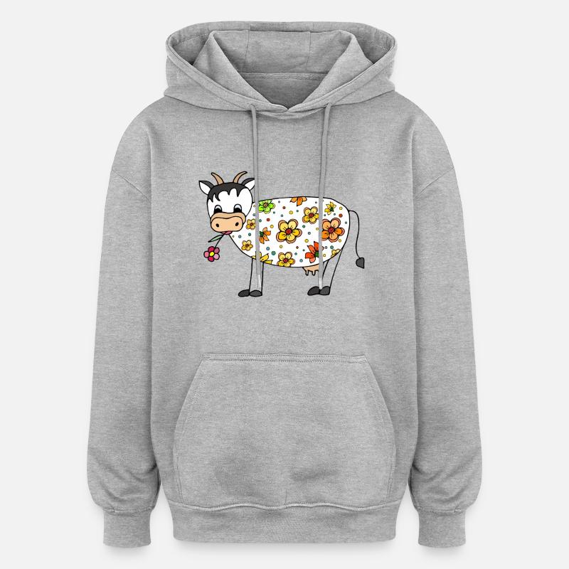 Vache - Sweat à capuche oversize unisexe - gris chiné