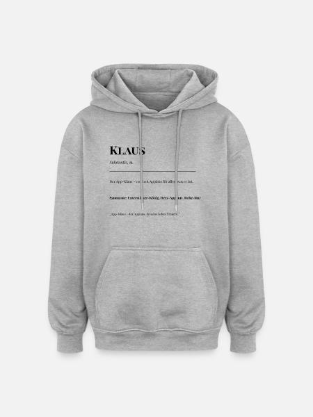 Klaus - Oversized Unisex Hoodie - Grau meliert