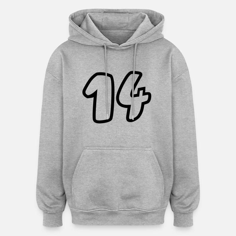 14 - Sweat à capuche oversize unisexe - gris chiné