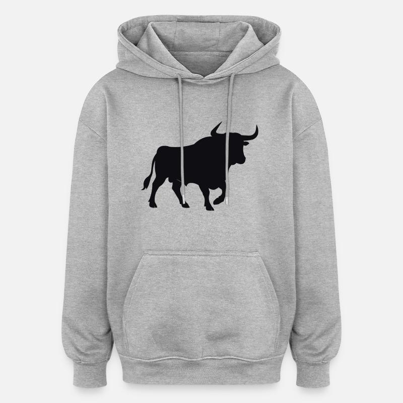 taureau - Sweat à capuche oversize unisexe - gris chiné