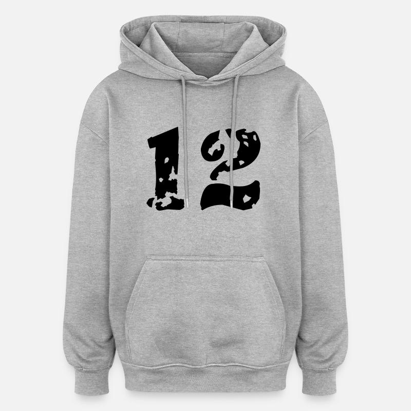 12 - Oversized Unisex Hoodie - Grau meliert
