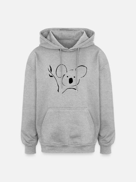 Coala - Sweat à capuche oversize unisexe - gris chiné