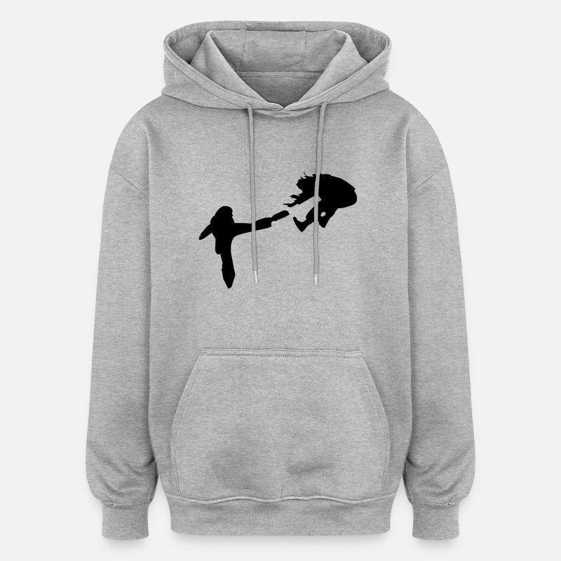 Kampf - Oversized Unisex Hoodie - Grau meliert