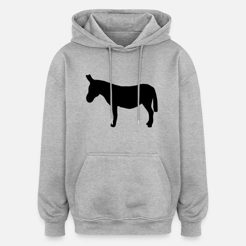 âne - Sweat à capuche oversize unisexe - gris chiné