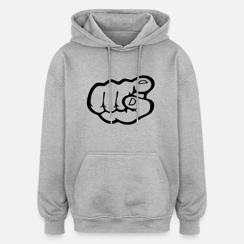 Finger point - Sweat à capuche oversize unisexe - gris chiné