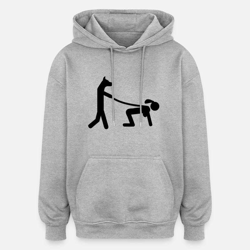 chien - Sweat à capuche oversize unisexe - gris chiné