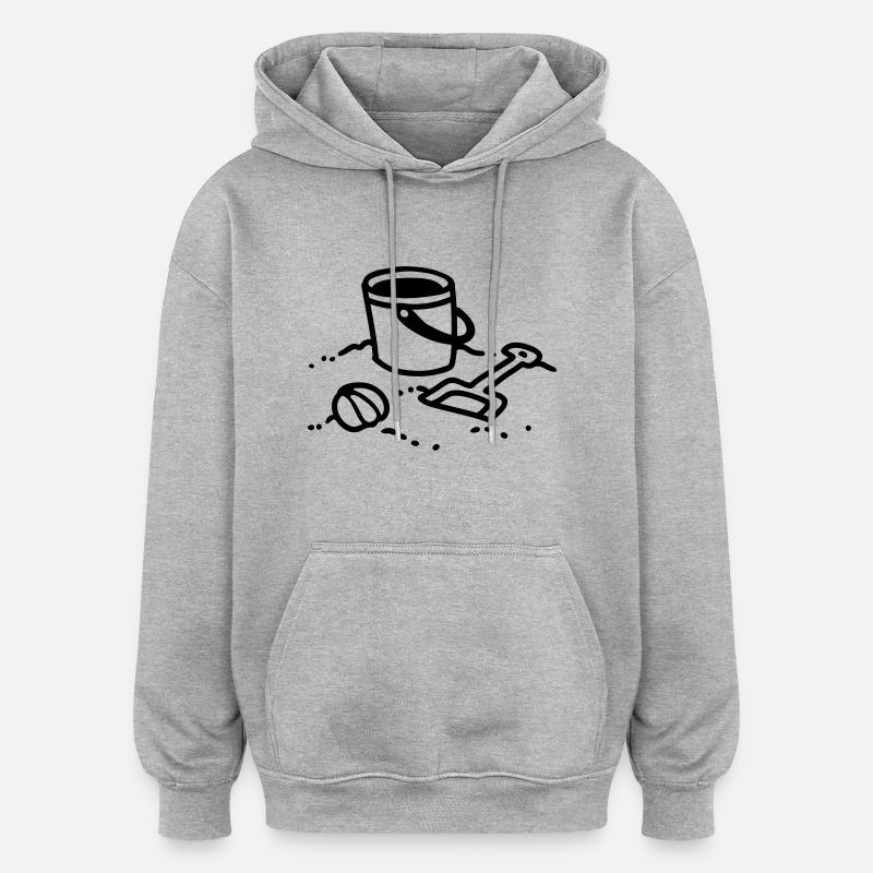 Sandbox - plage - Line - Sweat à capuche oversize unisexe - gris chiné