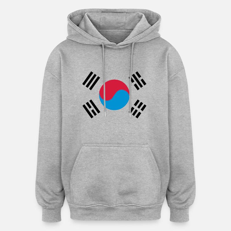South Korea - Sweat à capuche oversize unisexe - gris chiné