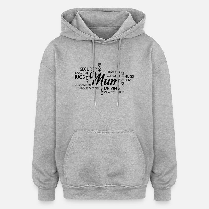 Mama - Sweat à capuche oversize unisexe - gris chiné