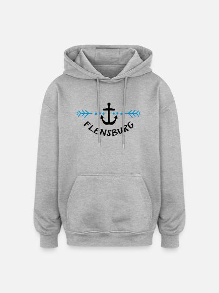 Heimat Hafen Flensburg - Oversized Unisex Hoodie - Grau meliert