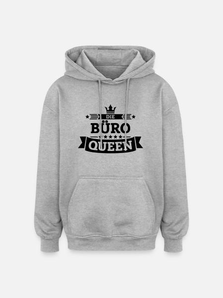 Die Büro-Queen - Oversized Unisex Hoodie - Grau meliert