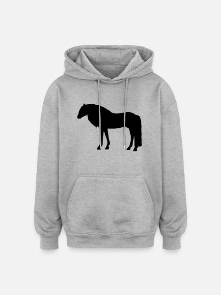 Haflinger Scherenschnitt - Oversized Unisex Hoodie - Grau meliert