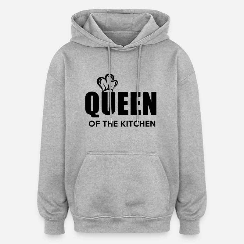 Reine de la cuisine - Sweat à capuche oversize unisexe - gris chiné