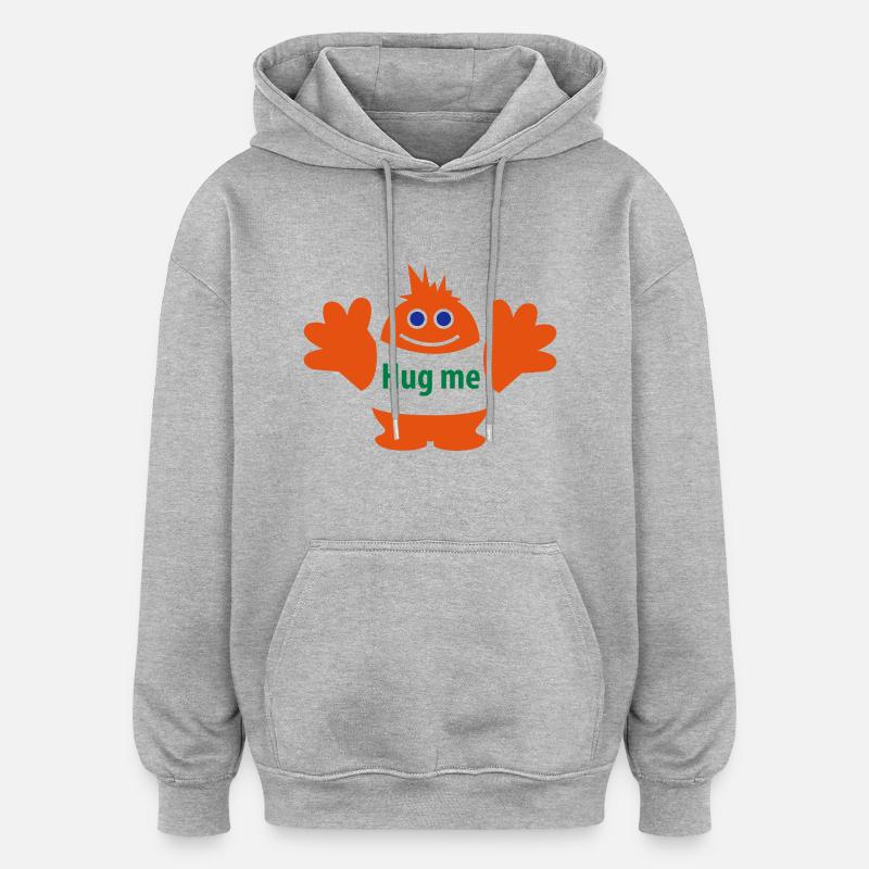 Hug me - Sweat à capuche oversize unisexe - gris chiné