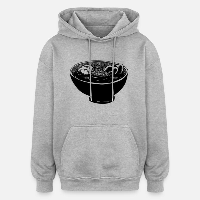 Ramen - Sweat à capuche oversize unisexe - gris chiné