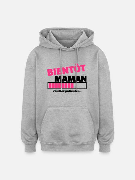 bientôt maman - Sweat à capuche oversize unisexe - gris chiné