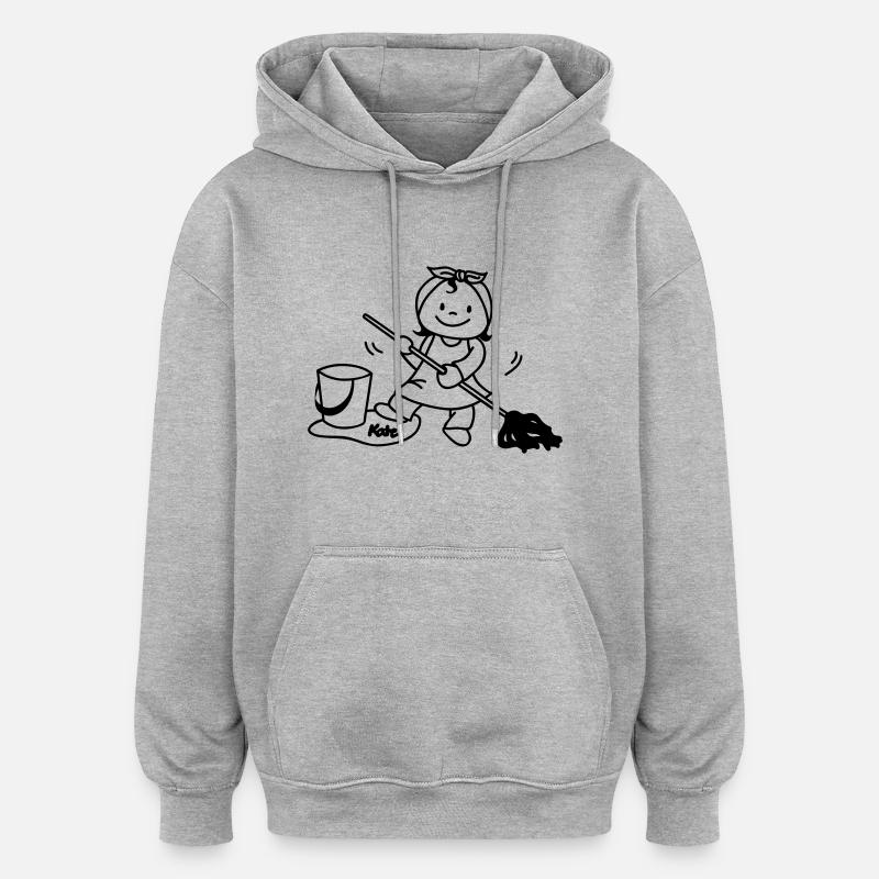 Putzfrau - Sweat à capuche oversize unisexe - gris chiné