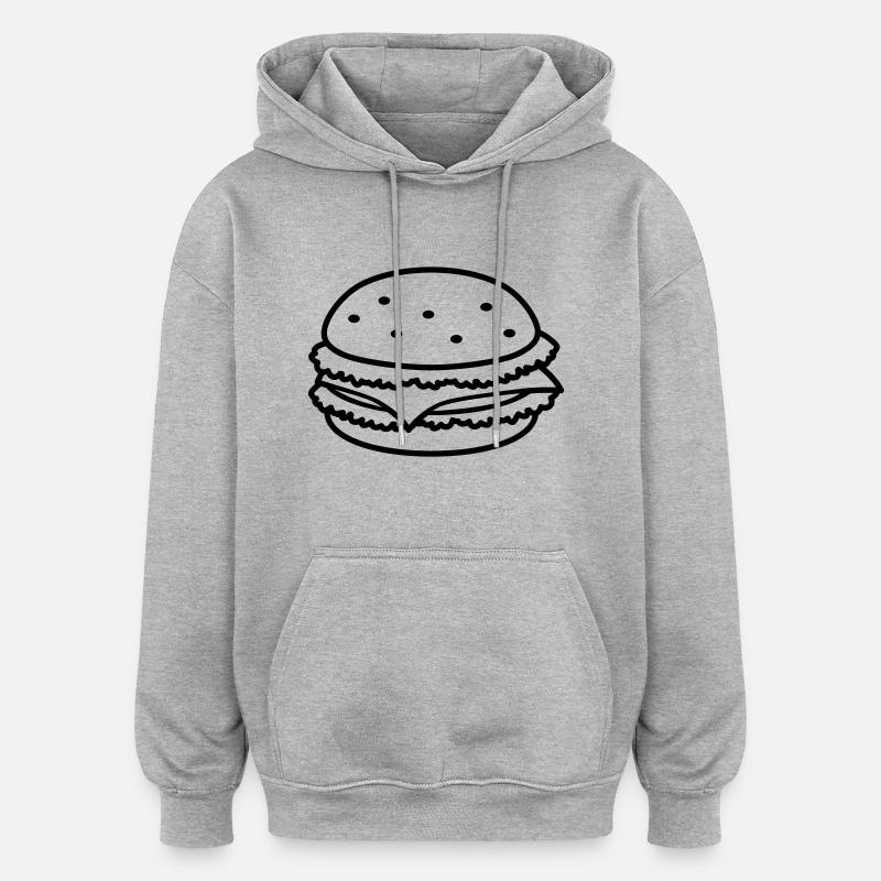 fastfood_hamburger_1c - Sweat à capuche oversize unisexe - gris chiné