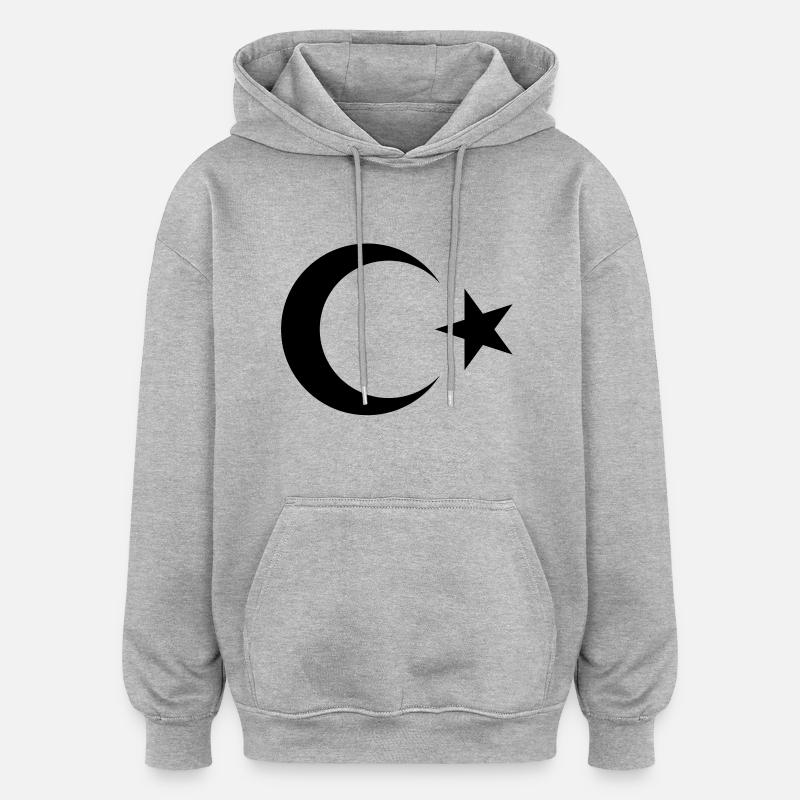 Croissant Étoile - Sweat à capuche oversize unisexe - gris chiné