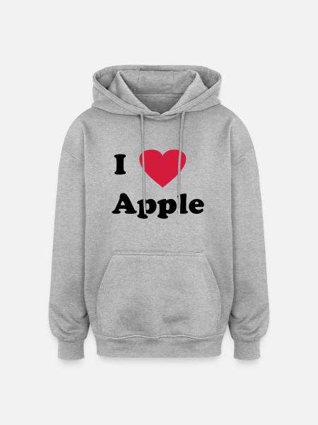 J’adore Apple - Sweat à capuche oversize unisexe - gris chiné