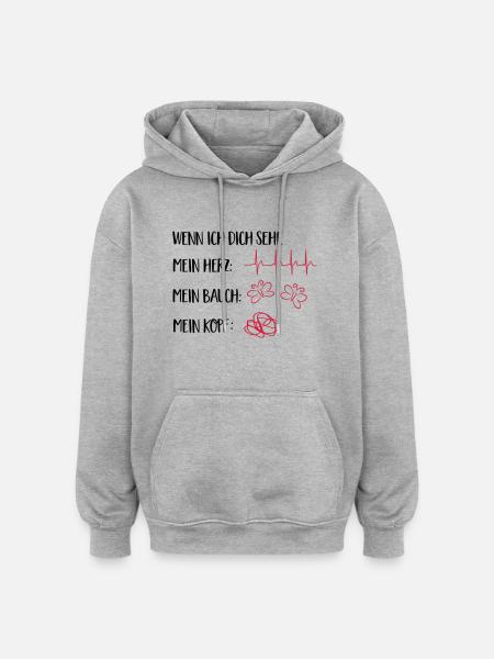 verliebt - Oversized Unisex Hoodie - Grau meliert