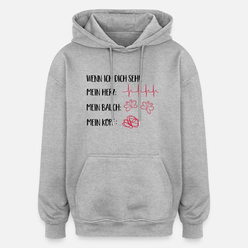 verliebt - Oversized Unisex Hoodie - Grau meliert