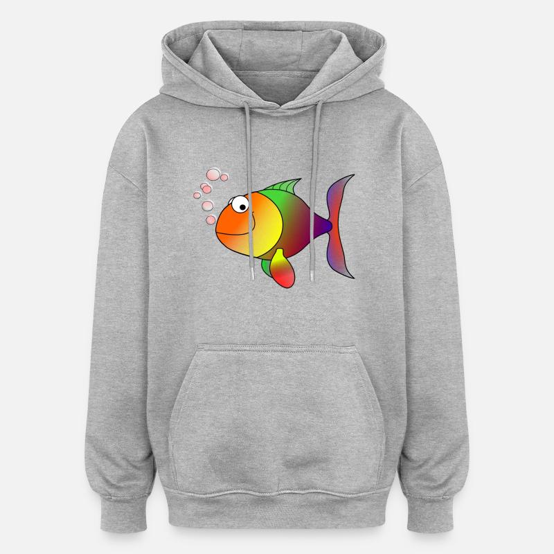 poisson - Sweat à capuche oversize unisexe - gris chiné