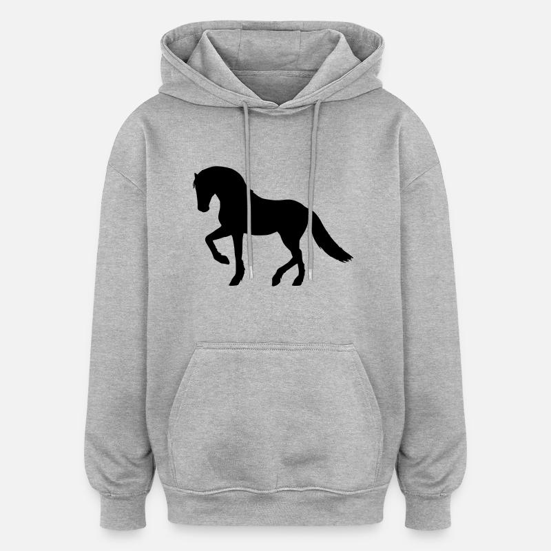 cheval - Sweat à capuche oversize unisexe - gris chiné