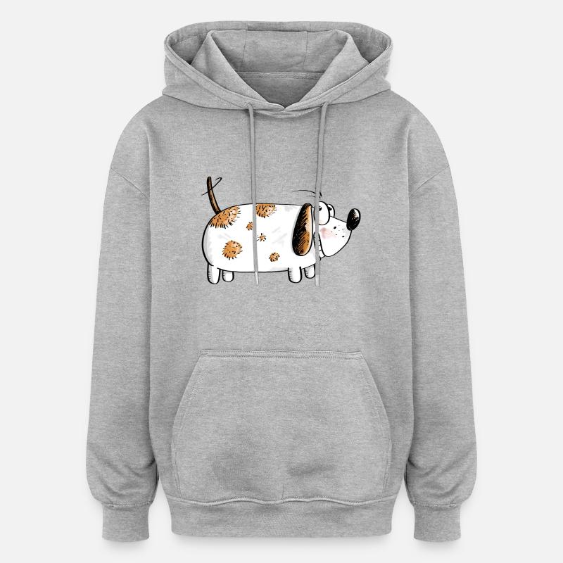 Dicker Lustiger Hund - Hunde Comic - Oversized Unisex Hoodie - Grau meliert