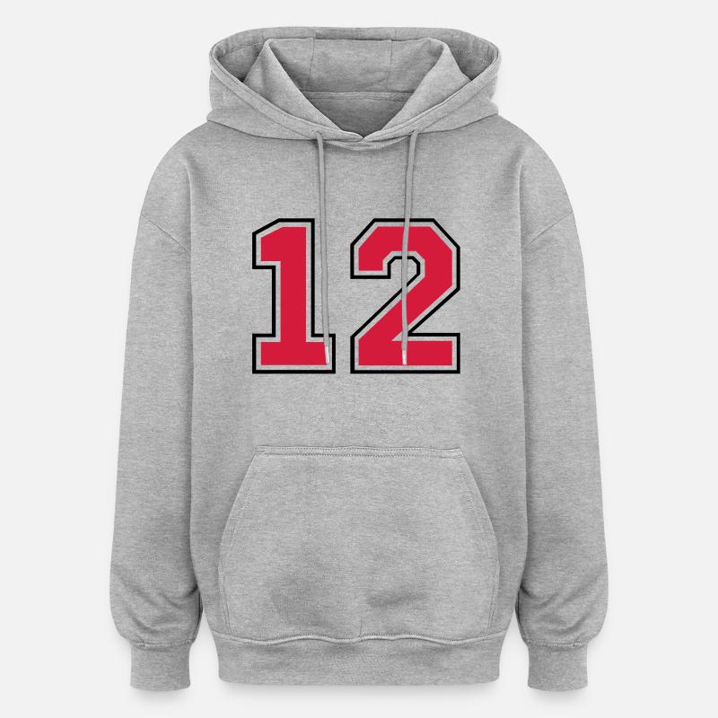 12__f2 - Sweat à capuche oversize unisexe - gris chiné