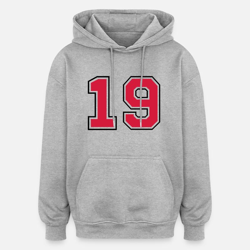 19__f2 - Sweat à capuche oversize unisexe - gris chiné