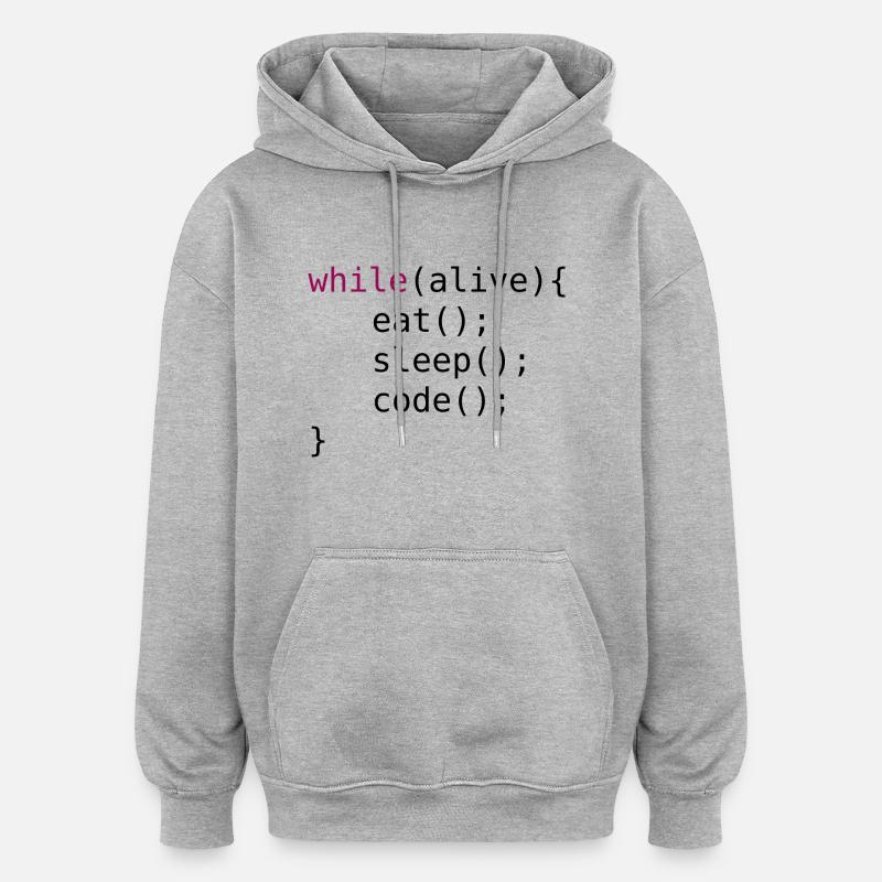 Lustiger Code Quellcode - Oversized Unisex Hoodie - Grau meliert